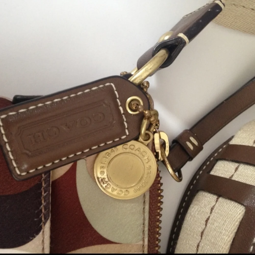 Coach 40659 Multicolor Scarf Print Tote Crossbody Bag Purse satin - Picture 6 of 9